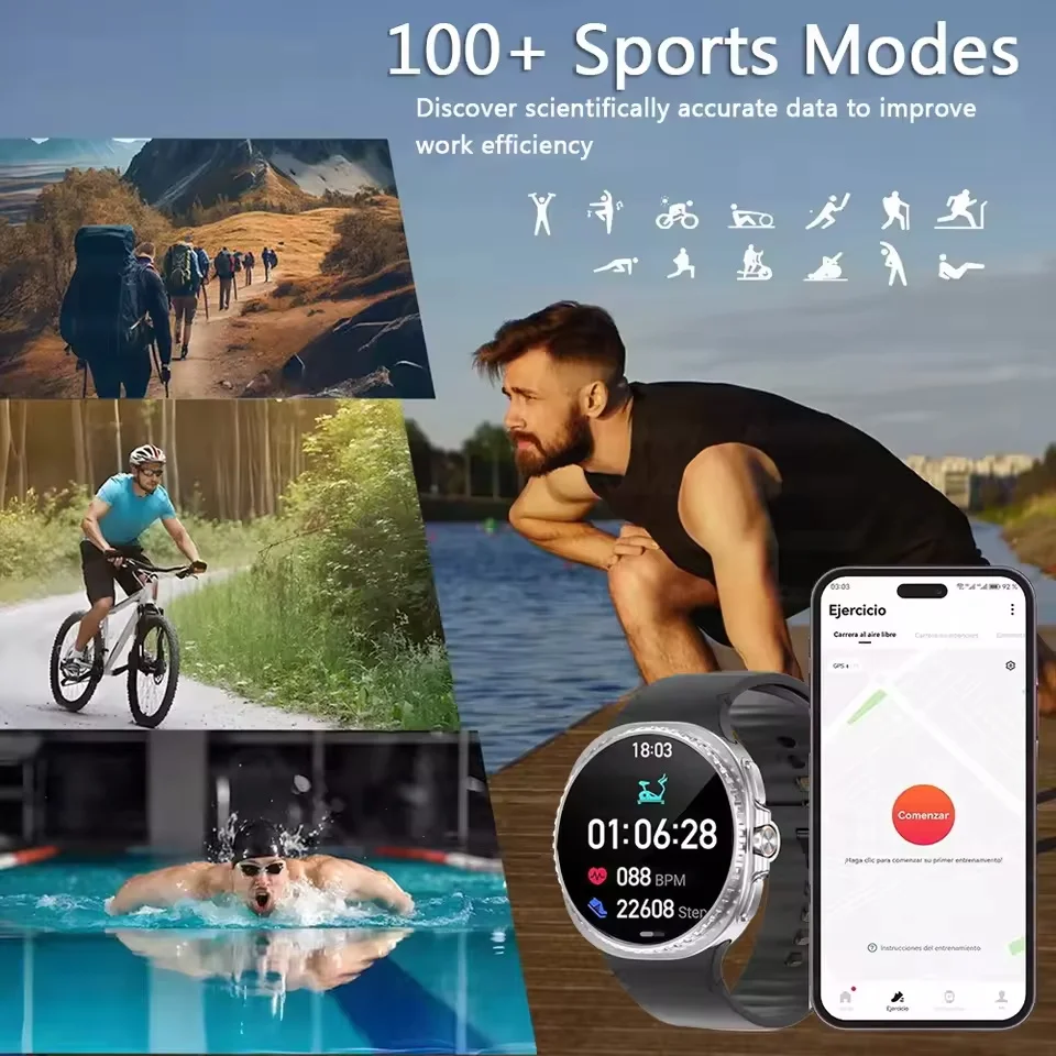2025 montre améliorée 8 Ultra classique mode hommes GPS carte boussole NFC 3ATM étanche cadran rotatif HD Bluetooth appel montre intelligente
