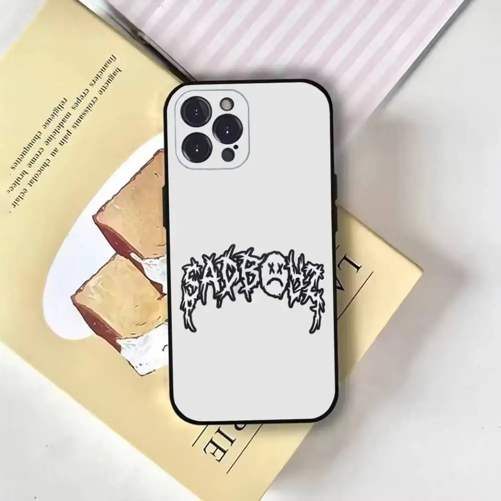 حافظة هاتف J-Junior H Sad Boyz لهاتف iPhone17,16,15,14,13,12,11 Plus, Pro Max, غطاء أسود ناعم