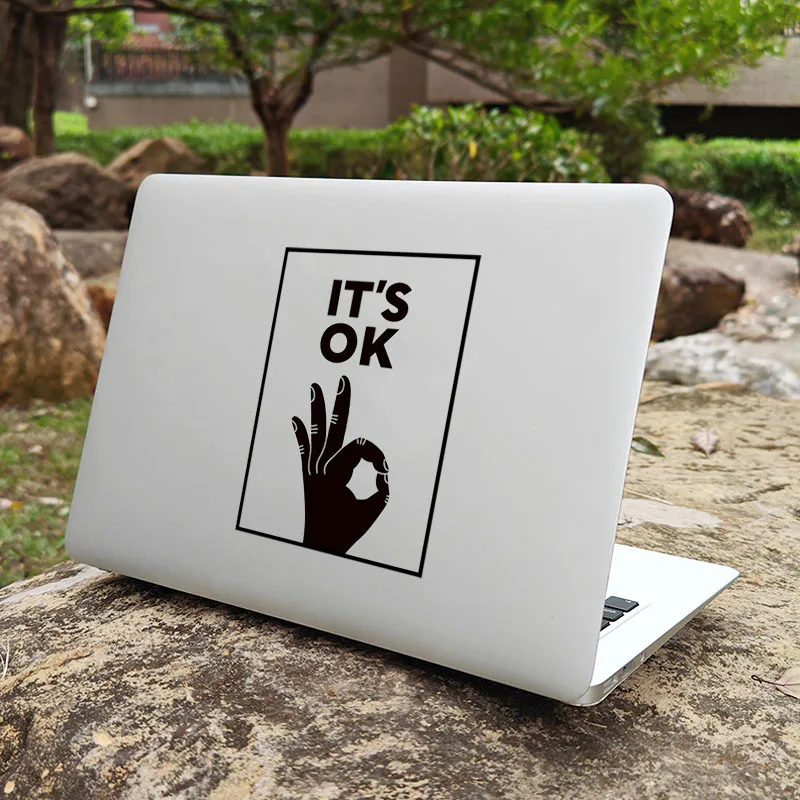 IT'S OK Gesture Vinyl Creative Decal Laptop Sticker for Macbook Skin 13 Pro 14 Retina 15 Mac Air Huawei HP Chrome Notebook Decor