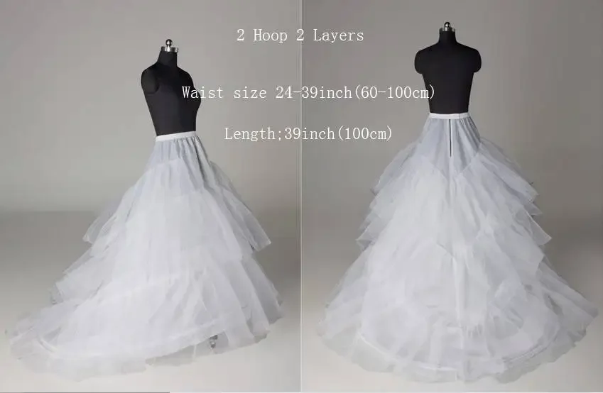 New Bridal Train Petticoat 2 Hoop Wedding dress  Crinoline Under Skirt Wedding dress Crinoline UnderSkirt