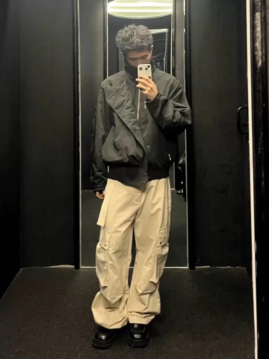 

DVN Wind on Ape f Moon Knife Jaet 3D Tailoring Large ket Zipper Nylon ort Coat Cleanfit Youth Casual Sle