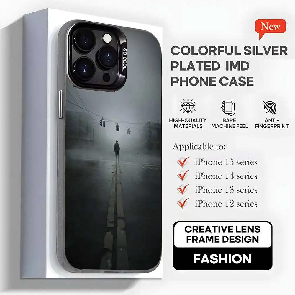Capa de telefone para videogame Silent Hill 2 para iPhone 16,15,14,13,12,11, Mini,Pro,MAX,plus, capa preta fosca à prova de choque