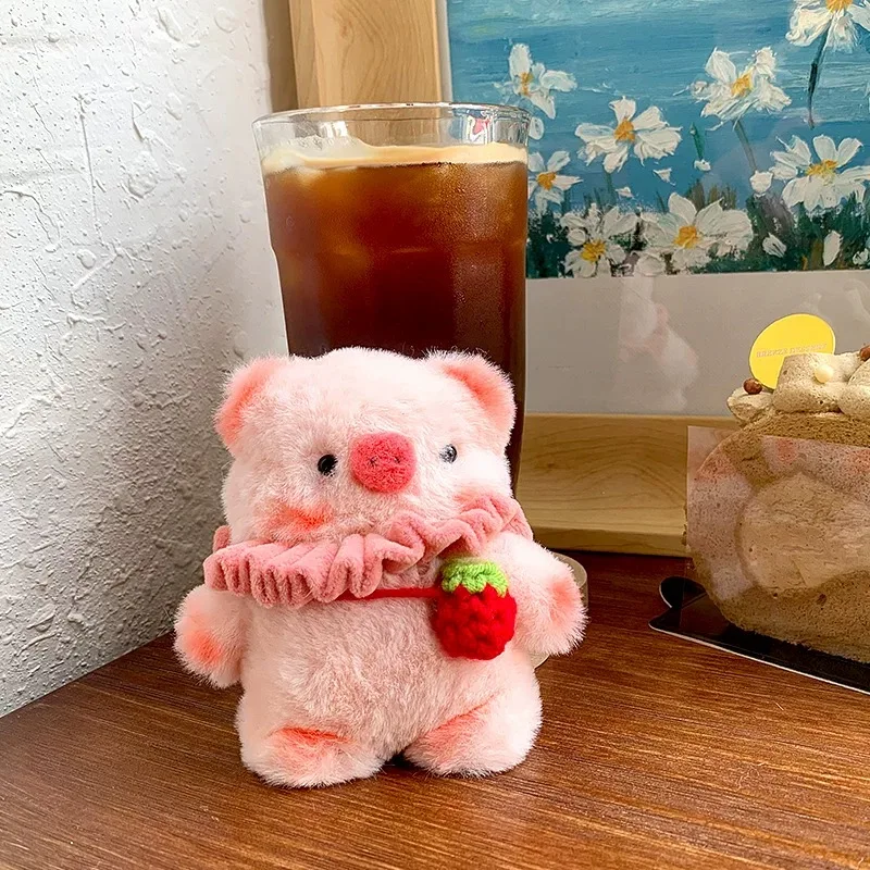 

Cute Strawberry Fluffy Plush Pig 3D Headphone Case for Airpods Pro 3 Pro 2 Airpods 4 3 2 Cover Headphone Charging Box Shockproof