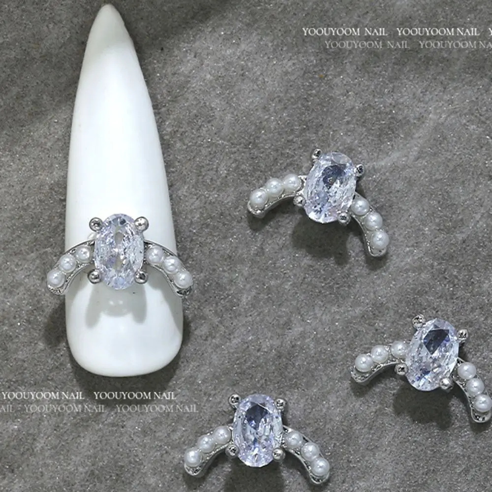 

Nail Accessories Silver 3D Manicure Jewelry Bowknot Metal Crystal Nail Rhinestones Heart Alloy Nail Art Decoration Women