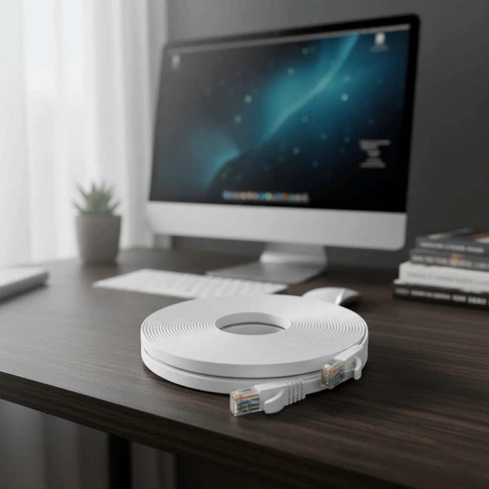 Flat Design Cat6 Ethernet Cable 1000Mbps Support Shielded Cord LAN Network Cable Flexible Cable Gigabit High Speed RJ45 Cable