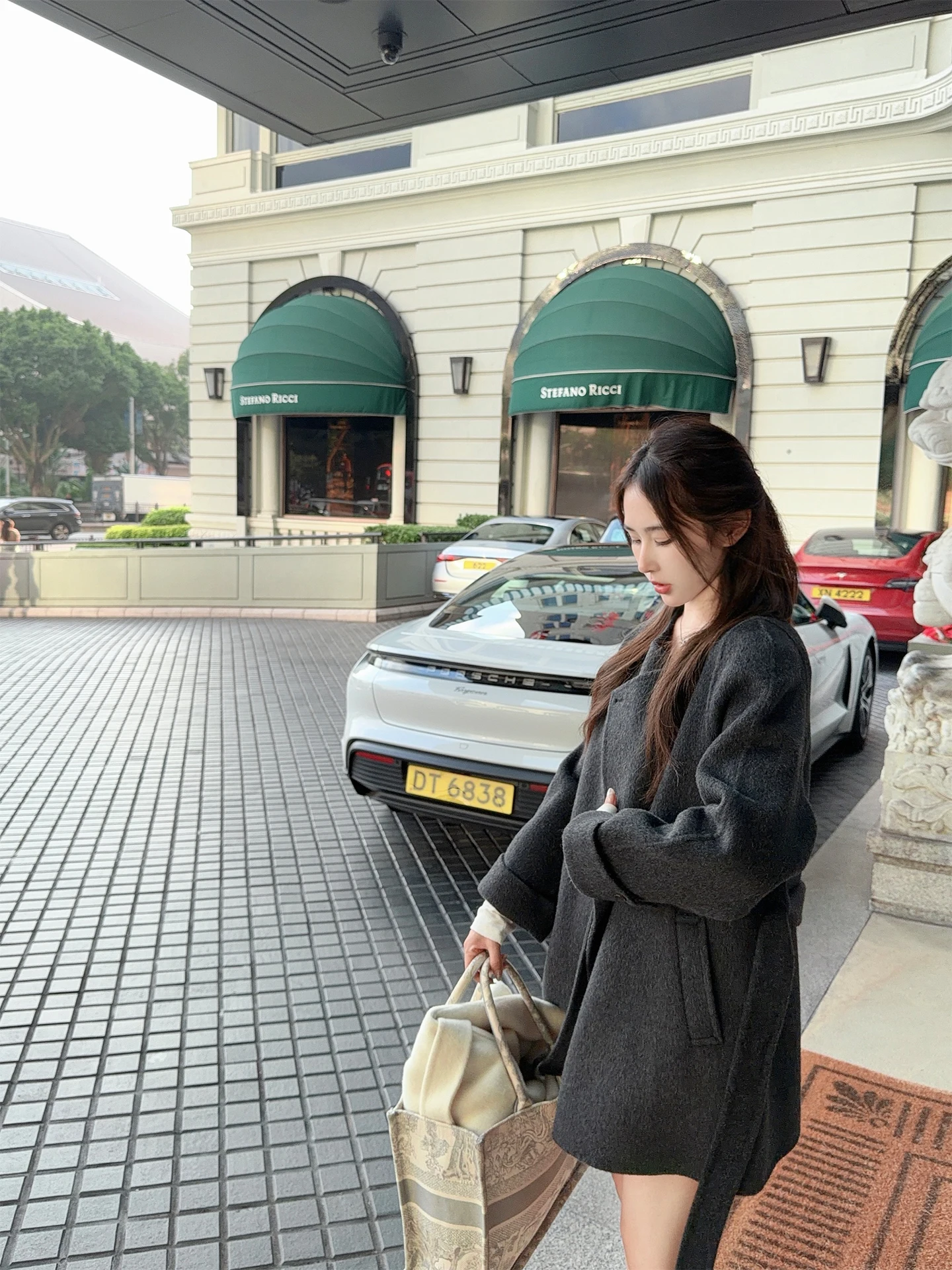 

eyey Double-Faced Woolen Coat round Collar Belted Mid-Length Women's Faion Spring Autumn Winter Seasonal Online Exclu...