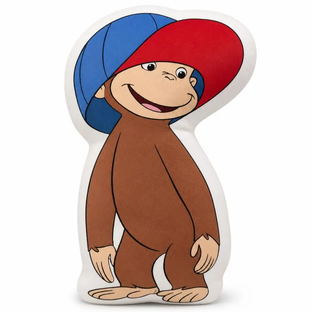 Curious George Monkey Cartoon Baseball Cap Plush Pillow Cushion Irregular Stuffed Throw Pillow Home Decor Gift Sofa Bed