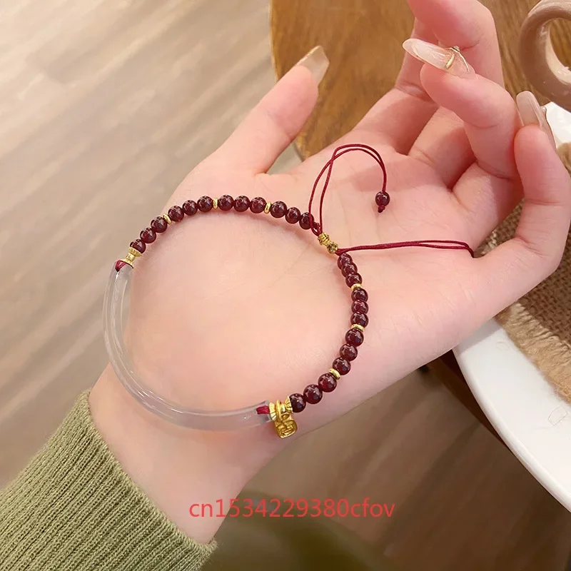 Retro New Naturally Chinese Style Garnet Bracelet Sweet Refreshing Charm Jewellery Fashion Fairy Handmade Exquisite Gift