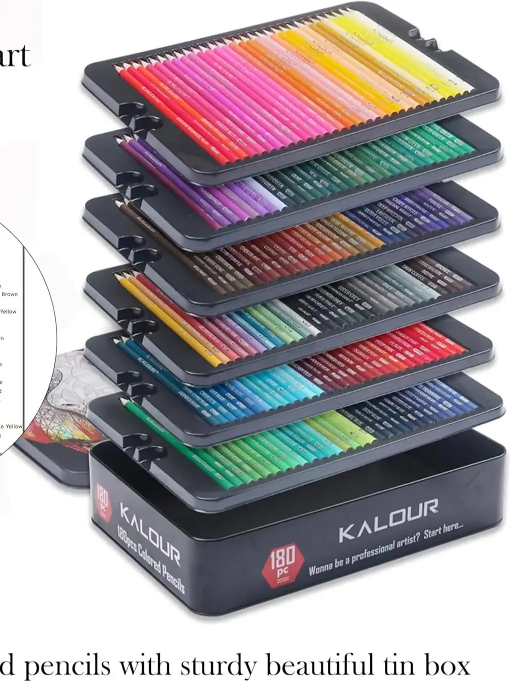 KALOUR 180 Colors Professional Colored Pencils Set Fine Art Drawing Non-toxic Oil Pencils Set for Sketching Coloring Pencil image 4