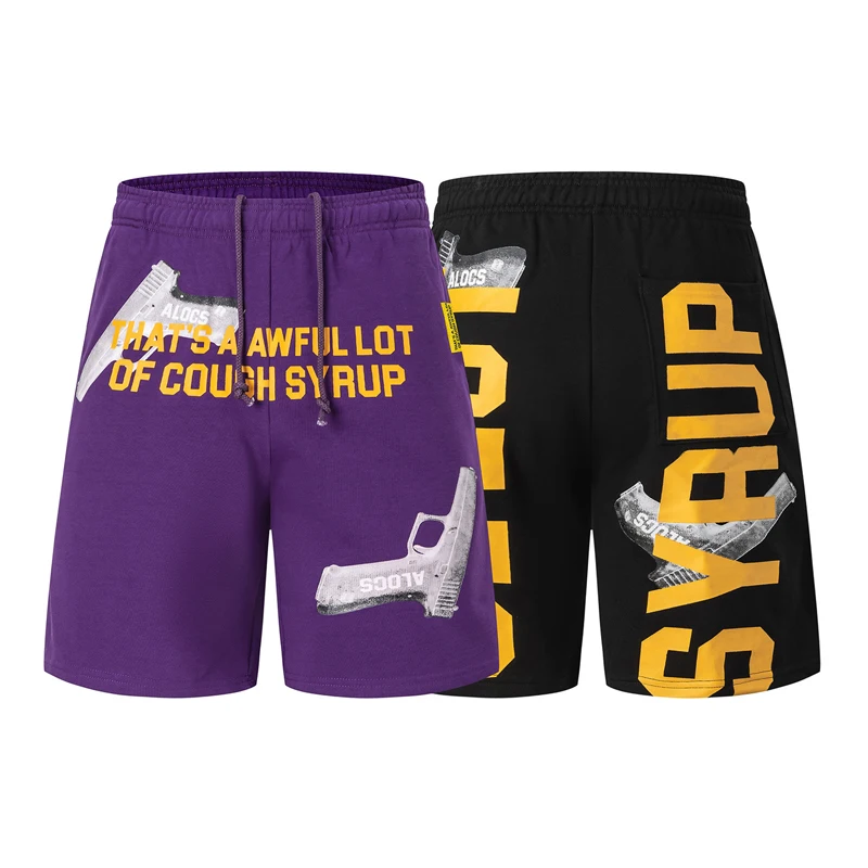 American Hip-hop Casual THAT'S A AWFUL LOT OF COUGH SYRUP Shorts Men Women Elastic Comfortable Pants stock