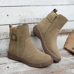 Winter New Flat Shoes Women's Fashion Round Head Suede Sleeve Anti-slip Wear-resistant Short Boots