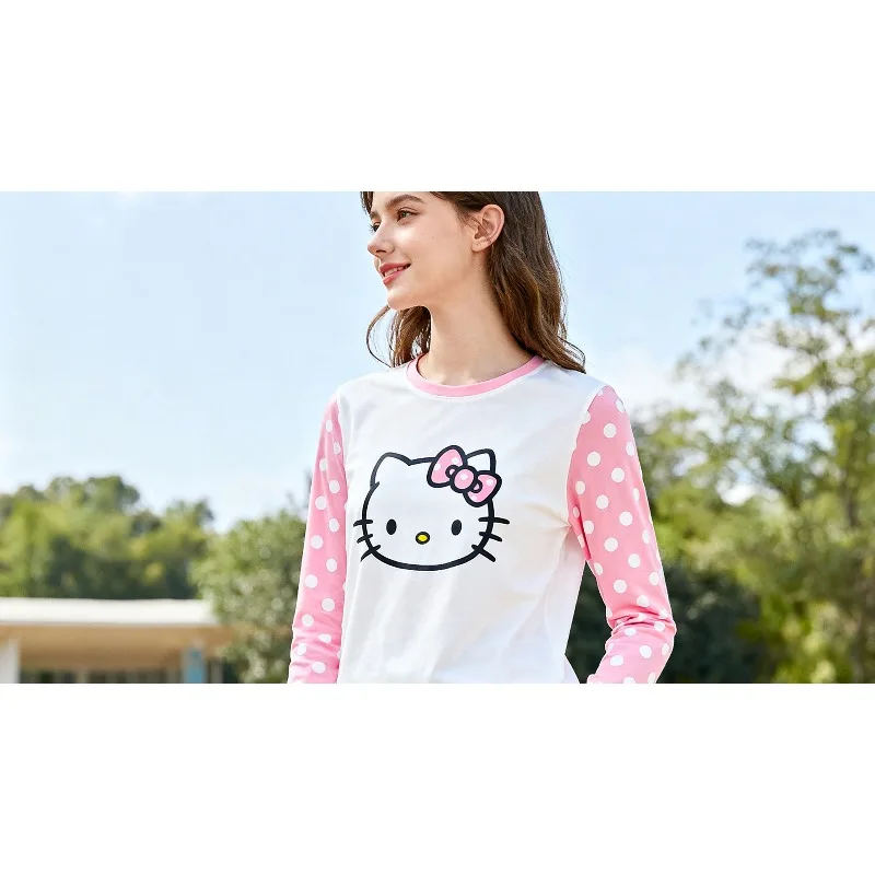 

MOTO-осень и весна Hello Kitty с круглым вырезом, хит продаж, мужские и женские с длинными рукавами с 3D принтом мультфильмов