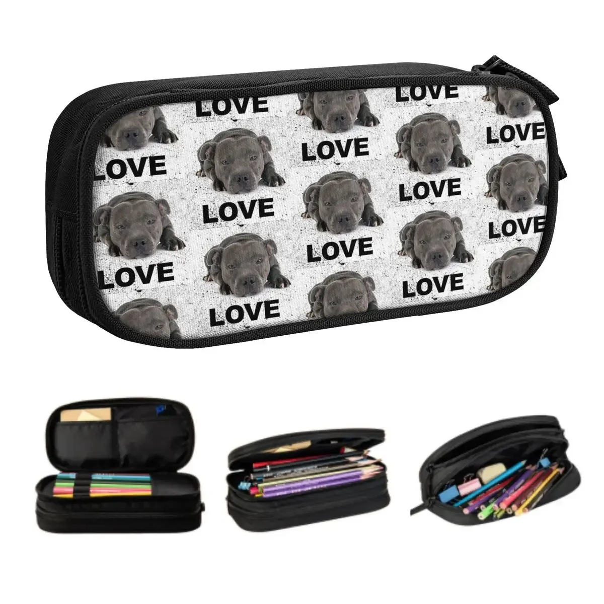 

Staffordshire Bull Terrier Dog Cute Pencil Cases Boys Gilrs Large Storage EBT Cute Love Pencil Pouch Students Stationery