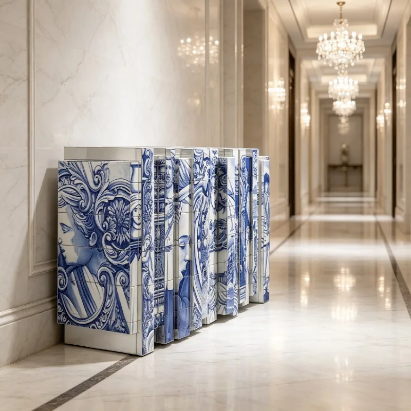 Hand-painted entryway tables with modern design foyer cabinets are suitable for villas and luxury residences