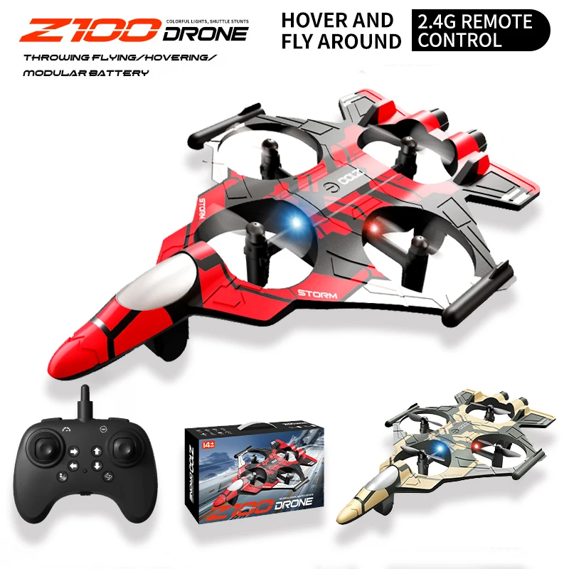 

2026 New Original Z100 RC Foam Airplane 2.4G RC Fighter Stunt Tumbling Helicopter with LED Colored Lights Airplane Model UAV Toy