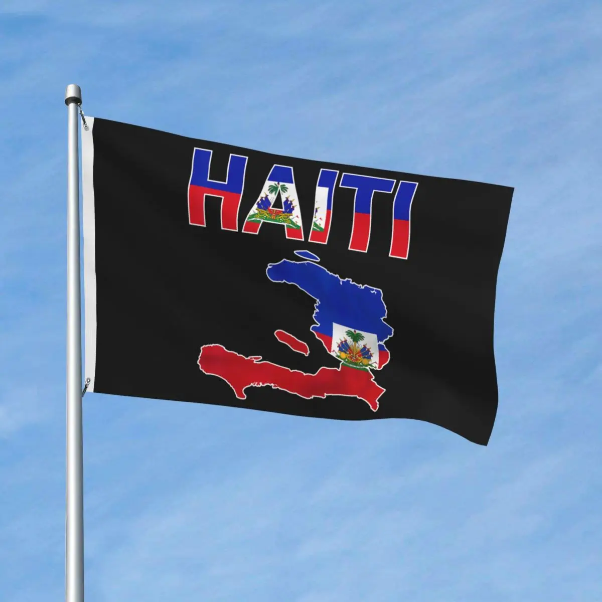 90X150cm Happy Haitian Flag Day Cool Haiti Flag Map Haitian Flag Hanging Banner Flags For College Dorm Room Bedroom