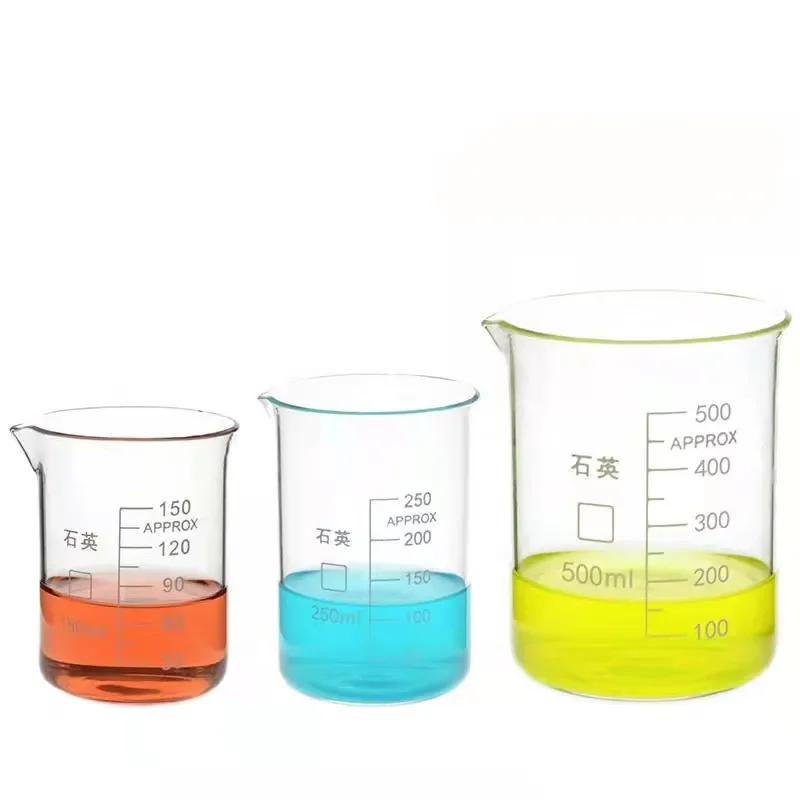 1Piece 5ml-1000ml Lab Clear Quartz Beaker Heat-resist Beaker Labware Laboratory Equipment