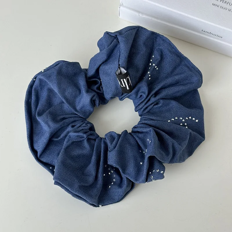 Vintage Denim Scrunchies Large Size Elastic Hair Band Rubber Bands Women Hair Accessories Headwear