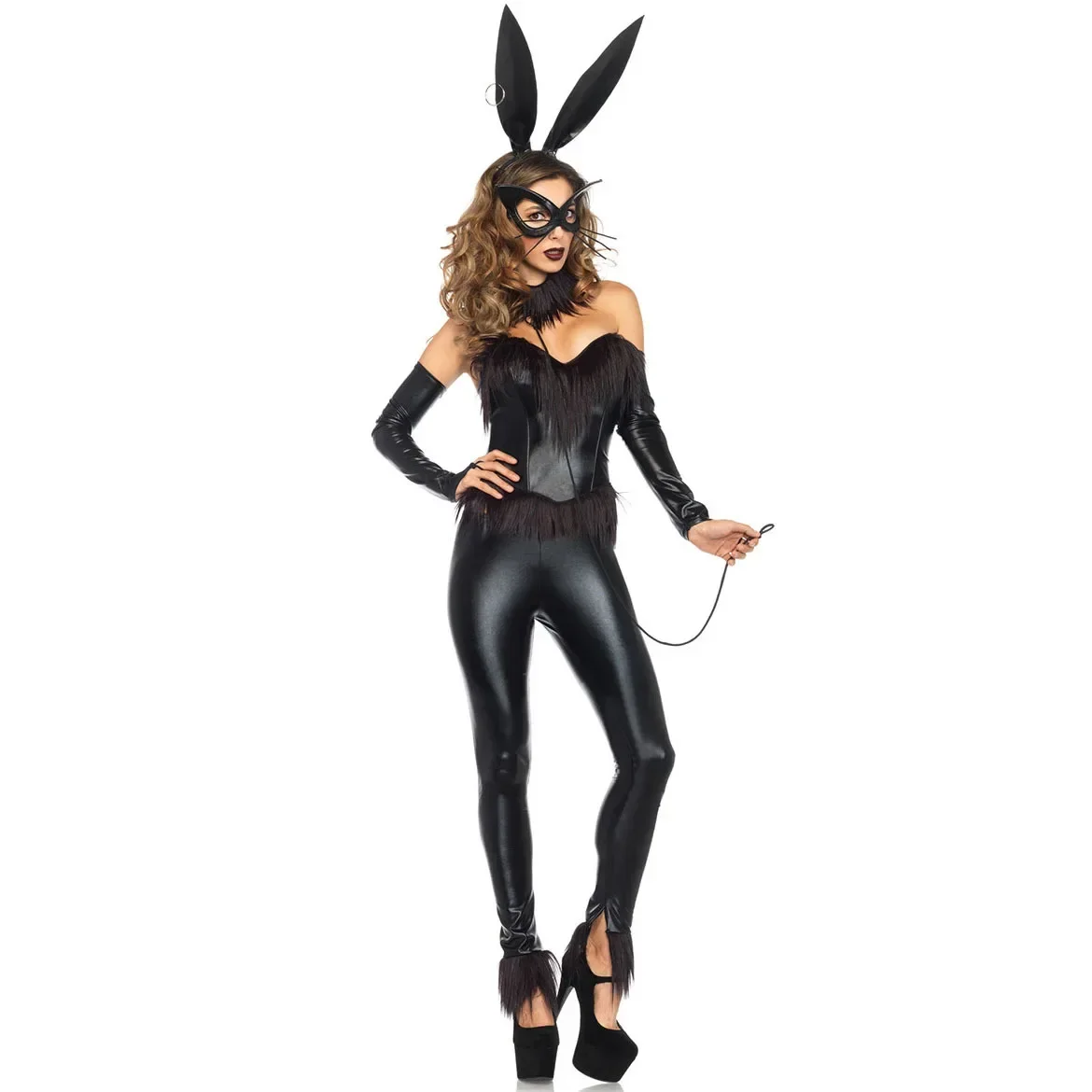 

Halloween Sexy Patent Leather PU Skin Rabbit Jumpsuit Clother