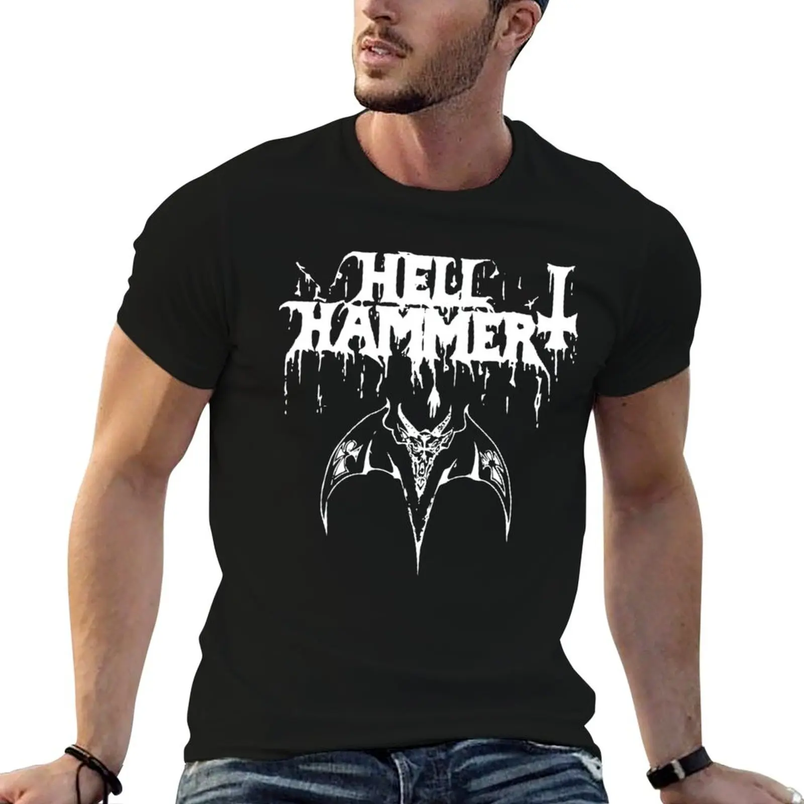 Hellhammer Satanic Rites swiss BlackThrashDeath Metal 1980&x27;s 666 Classic . T-Shirt Light Athletic Short Sleeve Tee Shirt