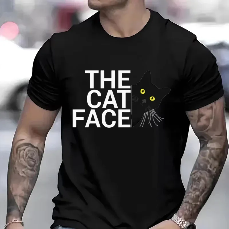 Probe Curious Baby Cat Funny Cat Face Personality Men Kids T-shirt Summer Casual Breathable Short Sleeved Couple's Clothing Tee