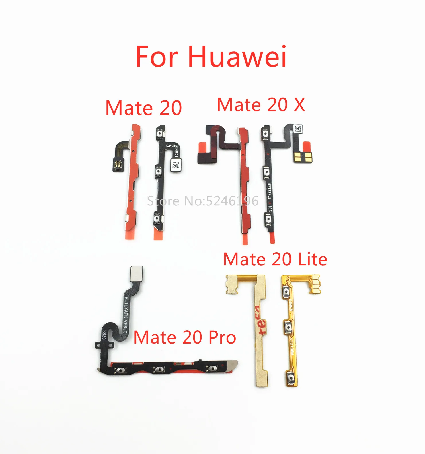 1pcs Power On / Off key Mute Volume Button Ribbon Flex Cable For Huawei Mate 20 Mate 20 X Mate 20 Pro Mate 20 Lite Replace Part