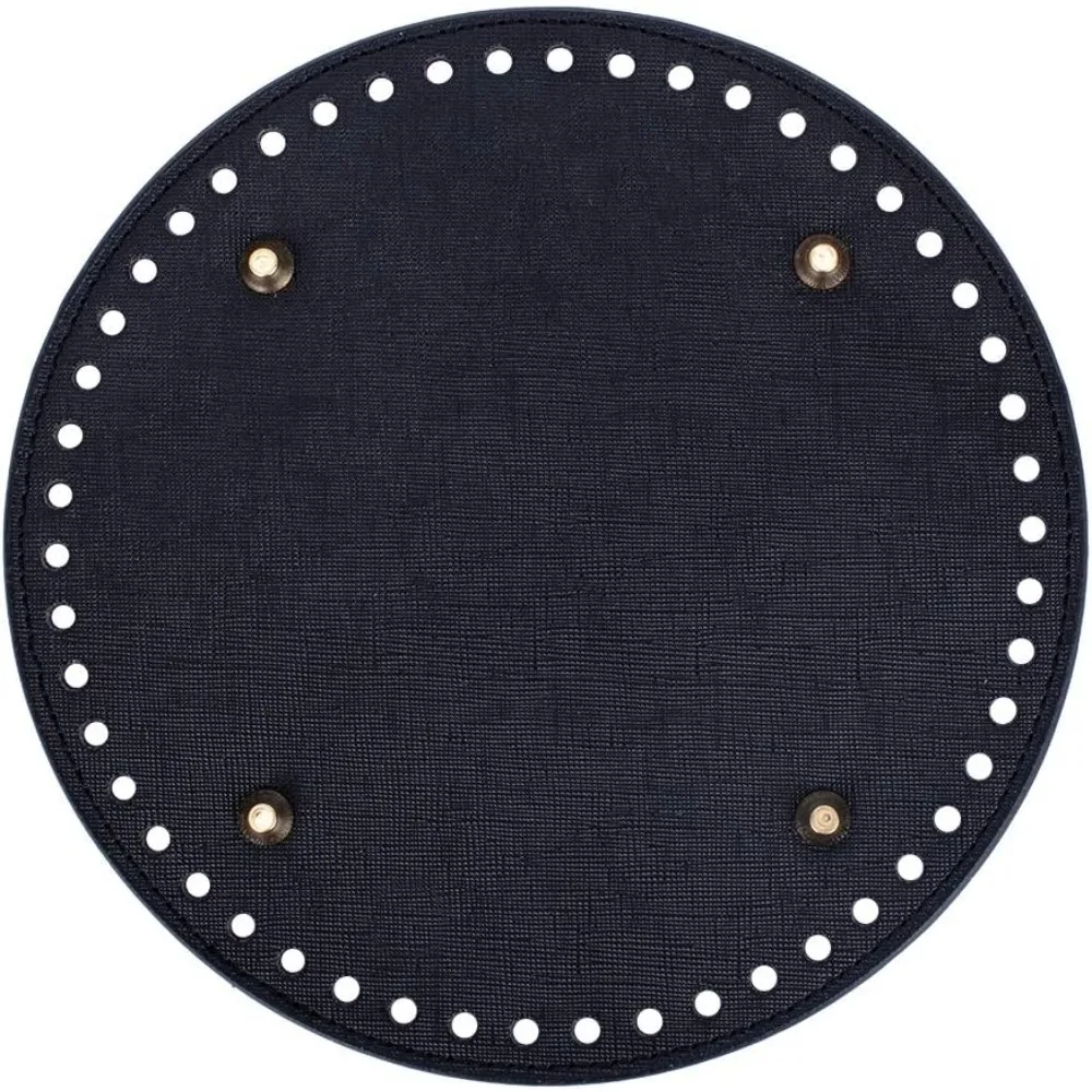 1 pc 7.4 Inch PU Leather Flat Round Knitting Crochet Bags Nail Bottom Shaper Pad Bag Cushion Base with 50 Holes Handbag