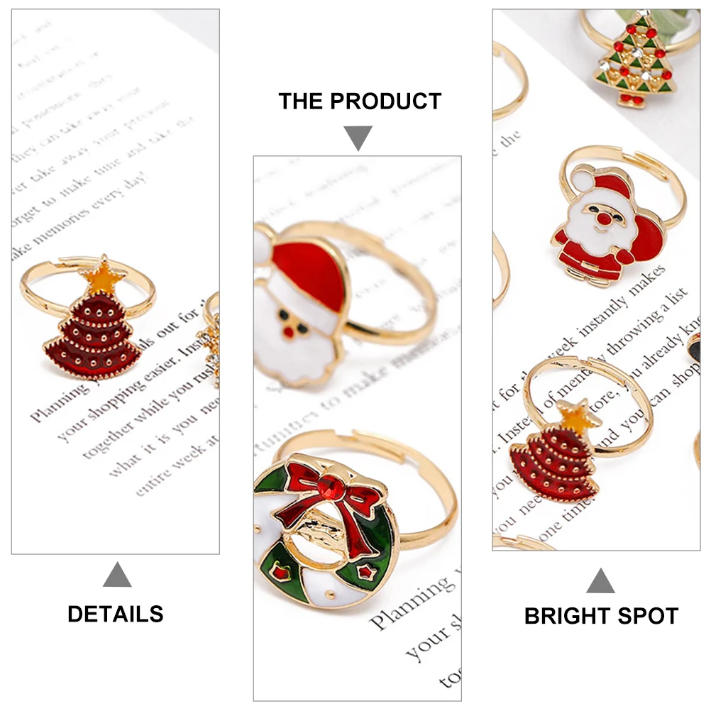 11 Pcs Ring Christmas Ornaments Child Rings Holiday Zinc Alloy Decorative Finger Toys