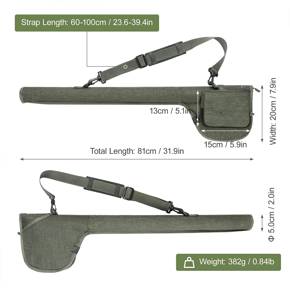 Fly Fishing Rod Case Portable Fishing Tackle Bag Canvas Fishing Pole Storage Packet Fly Rods Reels Durable Carry Case for Fishin