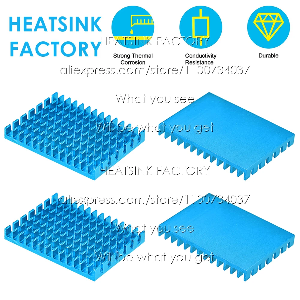 30x40x5mm Sky Blue Anodized Zigzag Aluminum Heatsink with Adhesive Pad for Electronic IC CPU GPU IC LED AMD