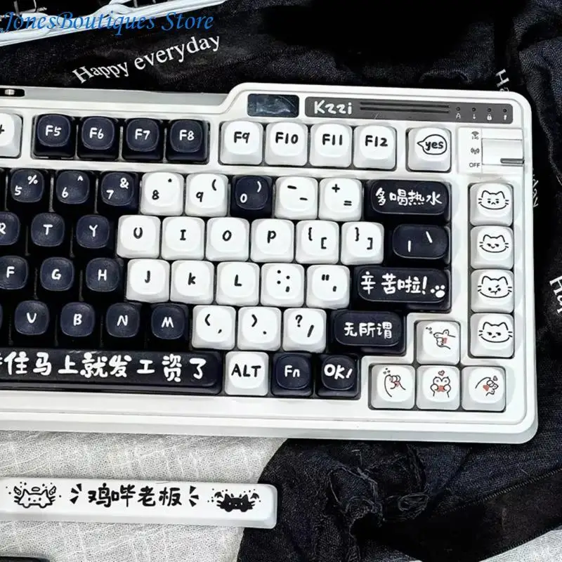 PBT Mechanical Keyboards Keycaps 135keys Keycaps Off Work Cats Theme MOA Height Heat Sublimated Set W8KE