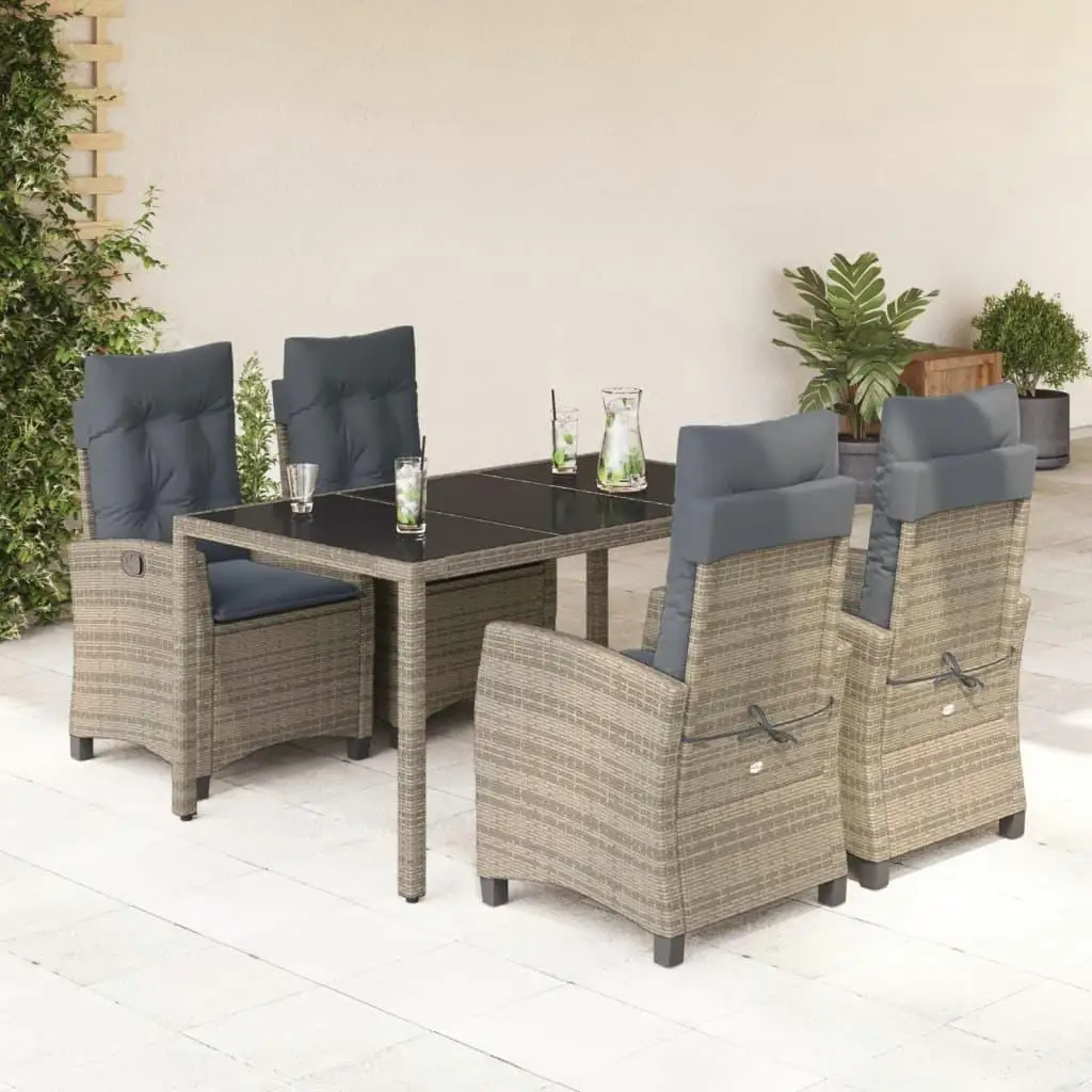 

Stylish Grey Garden Dining Set Outdoor Furniture Modern Design Table and Chairs for Patio Balcony BBQ