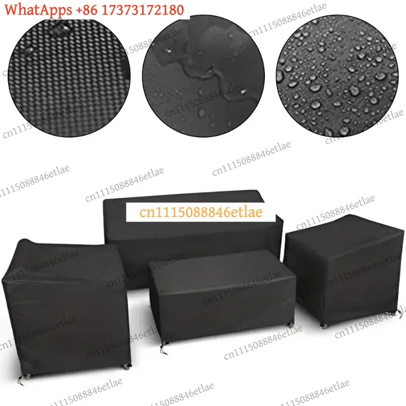 k03 4pcs Patio Furniture Covers Heavy Duty Waterproof Outdoor Garden Rattan Chair Table Windproof Dustproof Protection Set