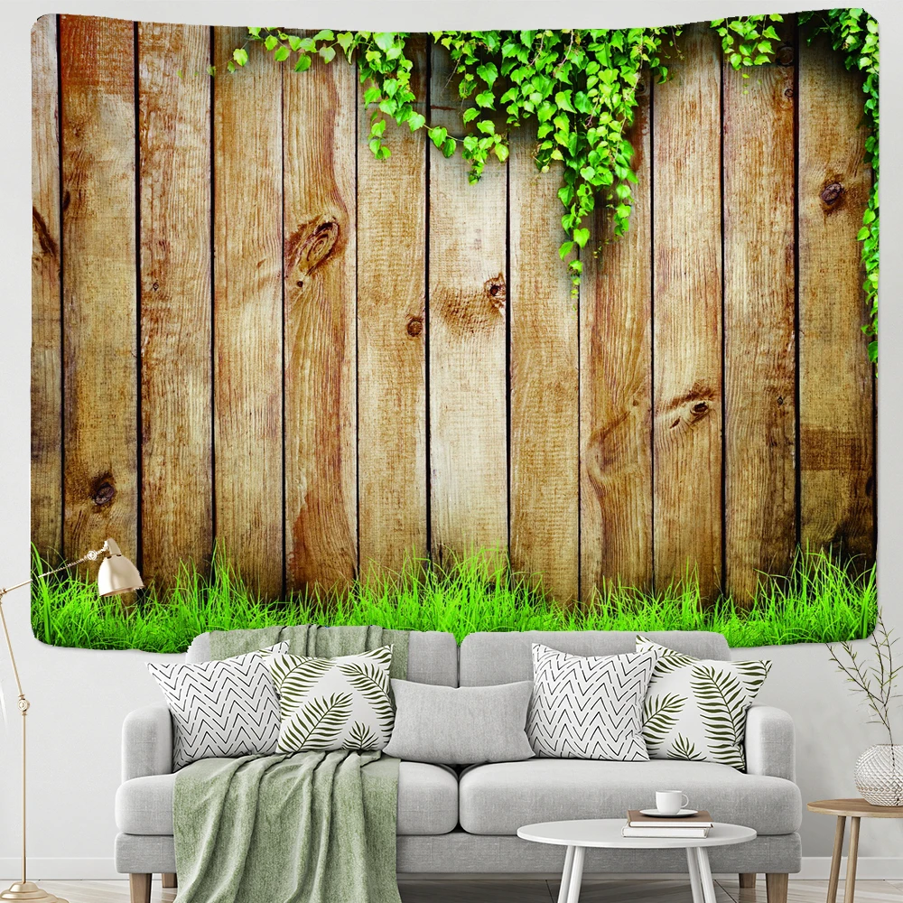 Plant On Wood Board Wall Tapestry Wall Hanging Farmhouse Decor Large Size Tapestry Hippie Boho Wall Tapestries Mandala Fabric