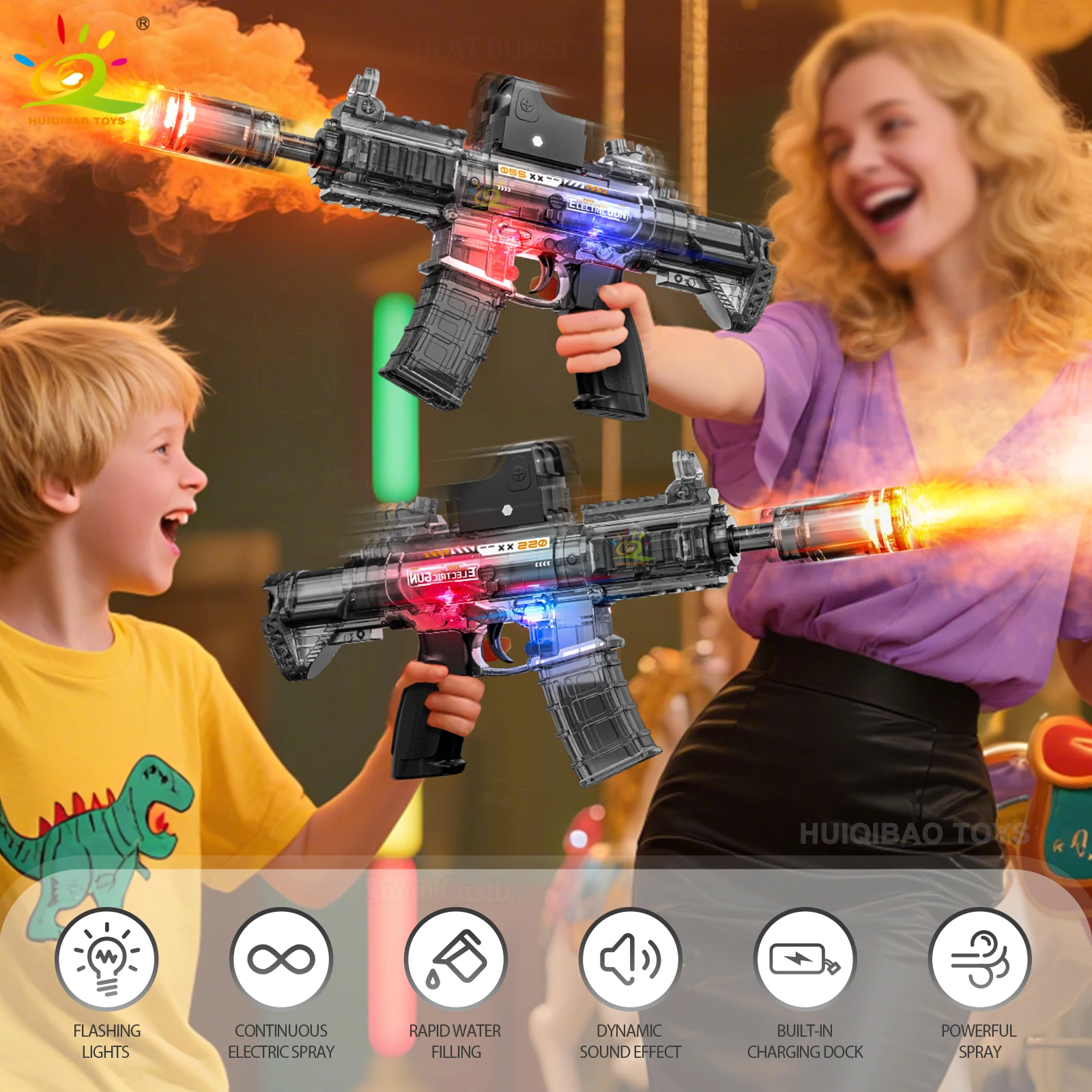 New M146 Interlocking Electric Sound & Light Toy Gun Cool Spray Edition Submachine Gun Adult & Children's Toy Birthday Gift