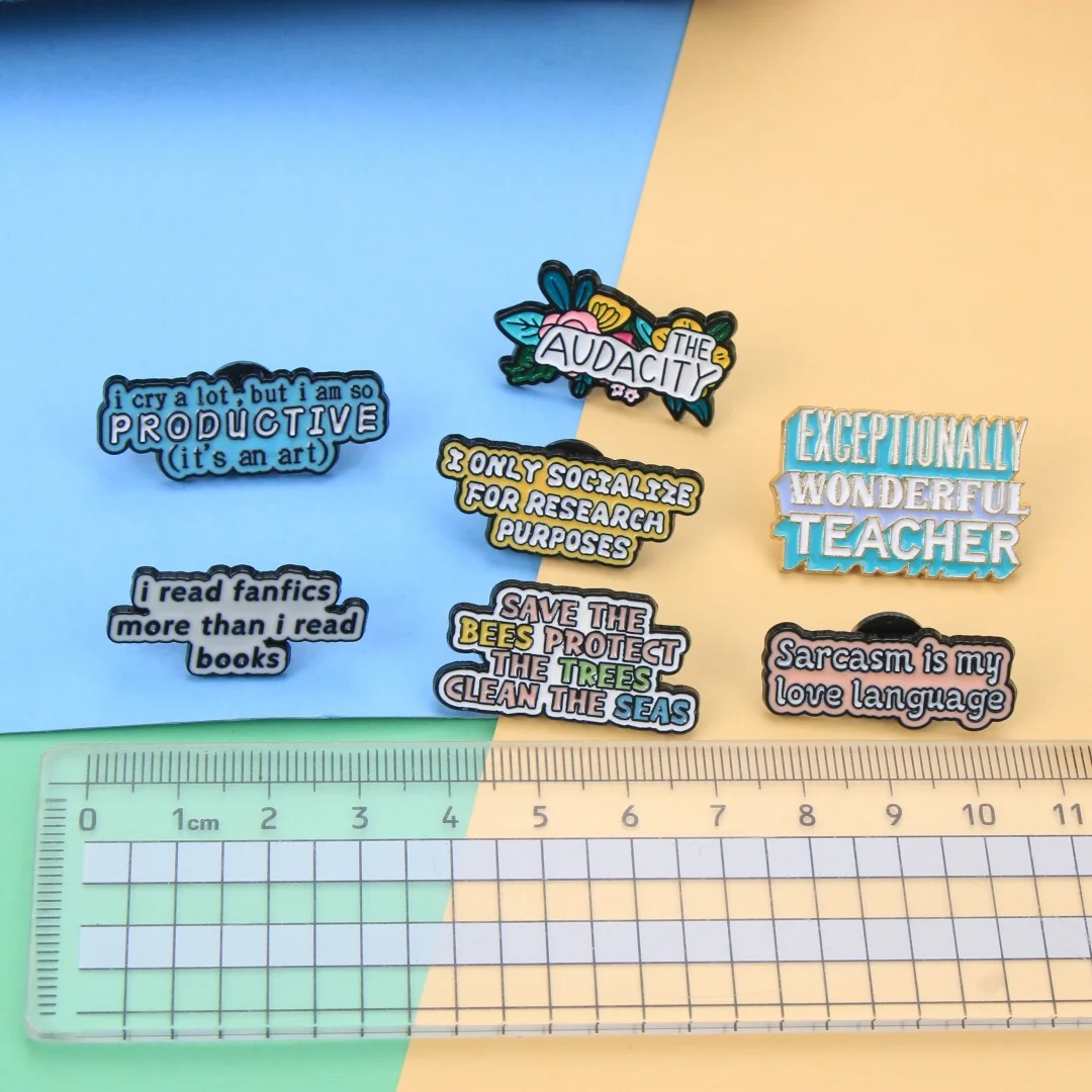 Sarcastic Inspirational Text Enamel Brooch Funny Quote Words Metal Lapel Pin Teacher Environmental Theme Bag Hat Decor Badge - view 4