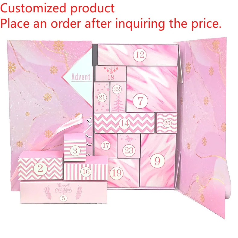 

Customized queryWholesale Stock Foldable Christmas 24 Day Calendar Blind Box Pink Countdown Christmas Calendar Box