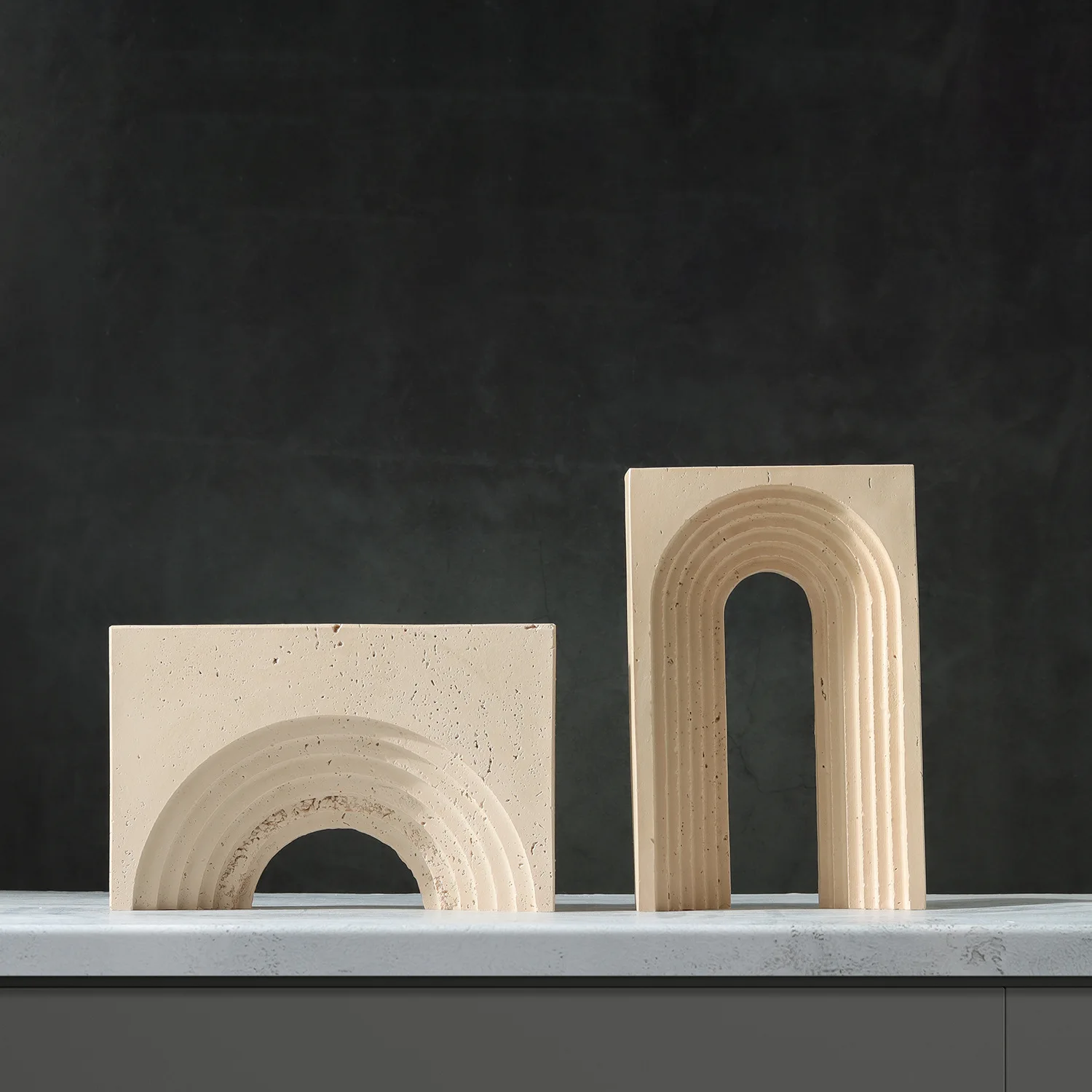 

Modern Nordic retro resin imitation travertine geometric handicraft ornaments home model room soft decorations