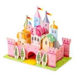 DIY 3D Puzzle Castle Building House Model Paper Kindergarten Children's Toys Puzzle Puzzles for Kids Educational Toys