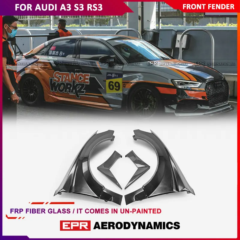 For AUDI A3 S3 RS3 8V Stanceworkz Spec-LM FRP Fiber Glass Front Fender 2pcs +30mm Dropshipping Fiberglass Body Kit