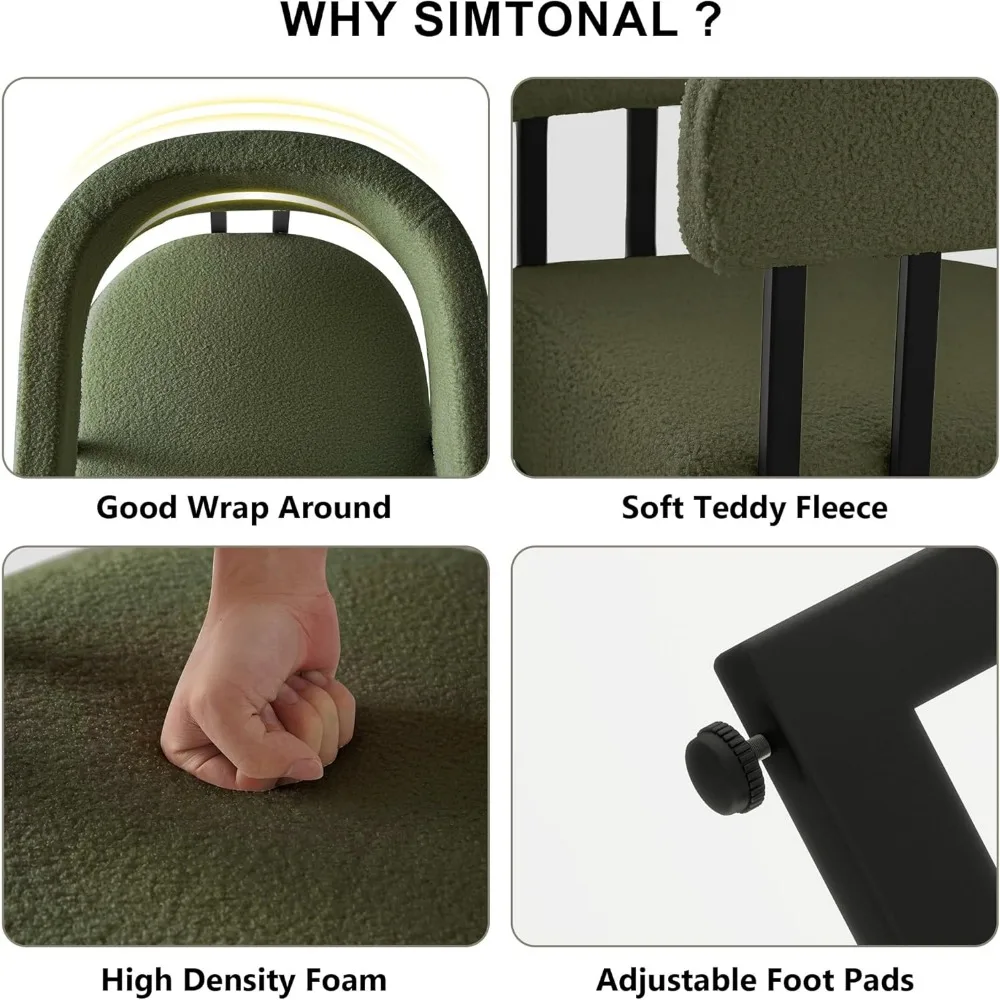 زوج من كراسي تناول الطعام الحديثة ذات الظهر المسطح في منتصف القرن مع مقاعد منجدة ومساند للذراعين المنحنية #3