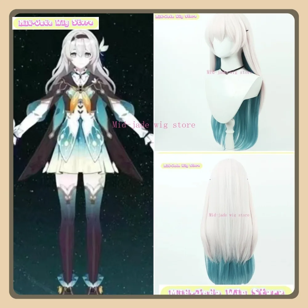 

Mid-jade Wig Store Honkai Star Rail Firefly Cosplay Wig Anime Game Role-playing Halloween Party Performance Synthetic Hair