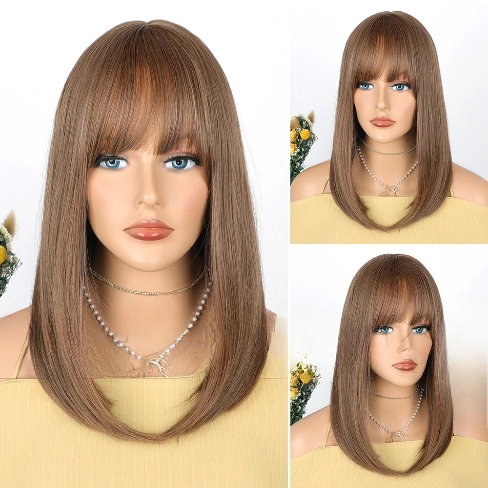 

Wig Female Chemical Fiber High Temperature Silk Straight Hair Bobo Head Breathable Wig Headgear