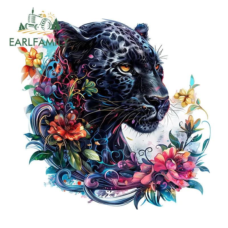 EARLFAMILY Colorful Tiger Graffiti Car Stickers Campervan Surfboard Occlusion Scratch Decals Personality Waterproof Car Goods