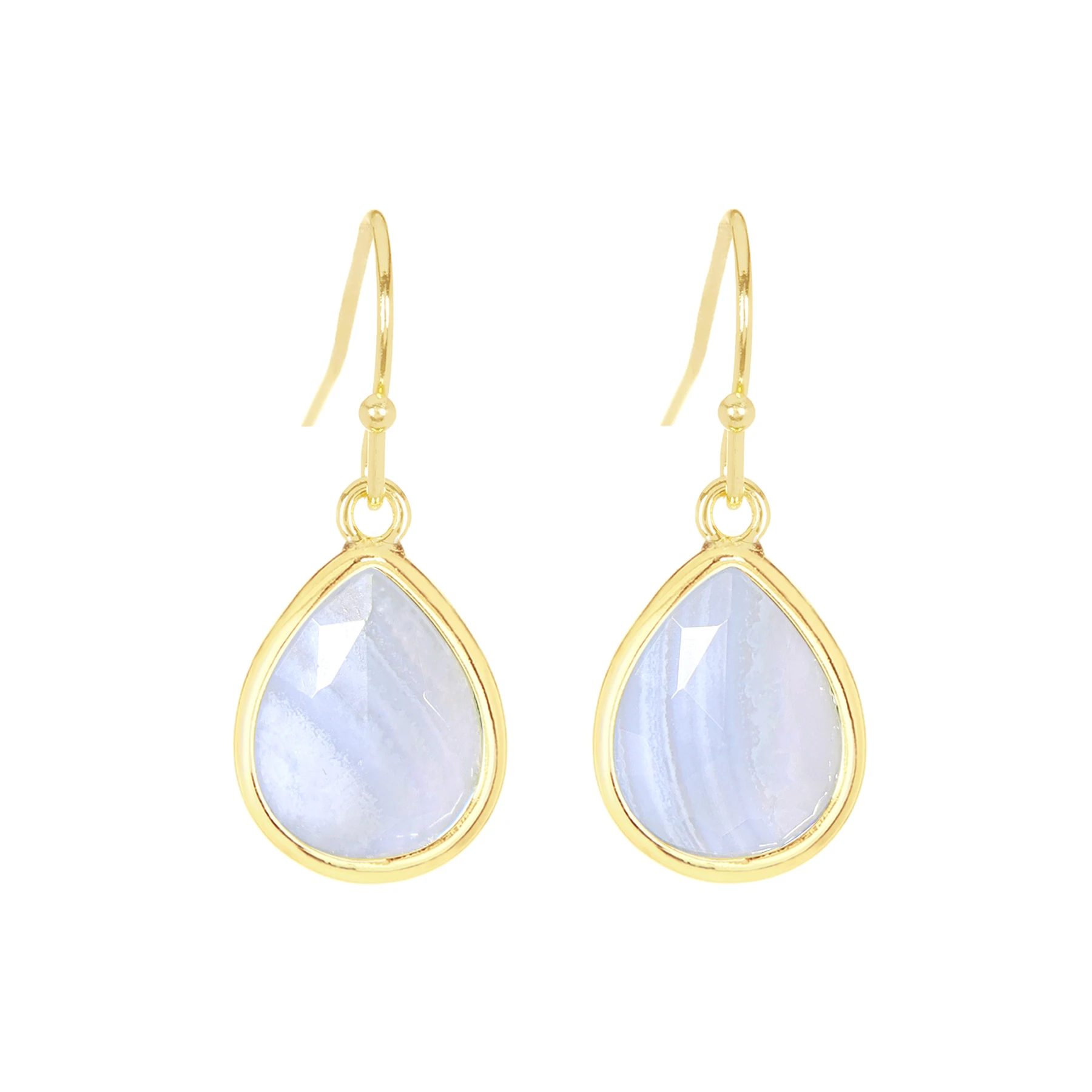 

Blue Lace Agate Fancy Cut Teardrop Earrings Gemstone Earrings For Women