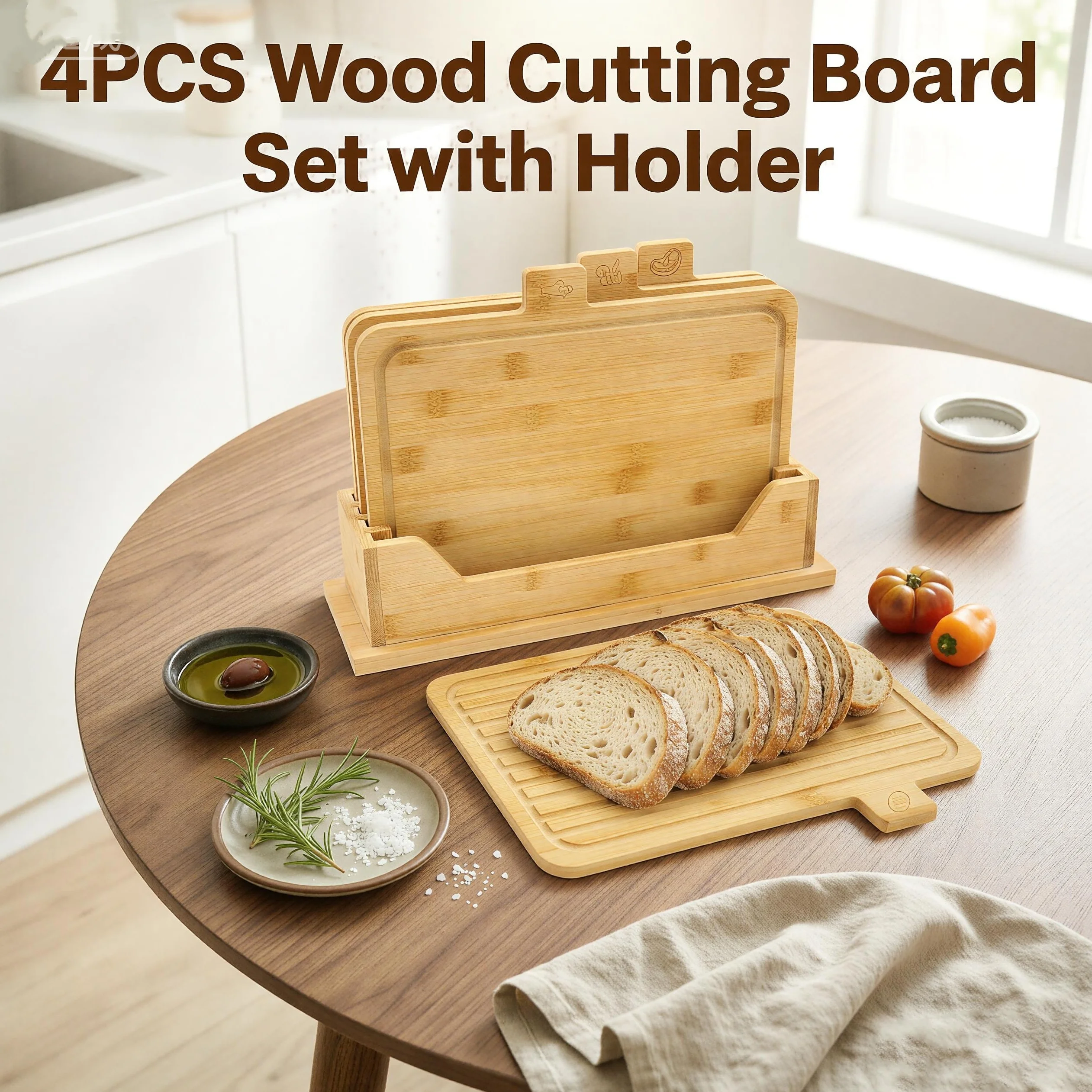 Bamboo Cutting Board - Set di 4 Taglieri in Legno