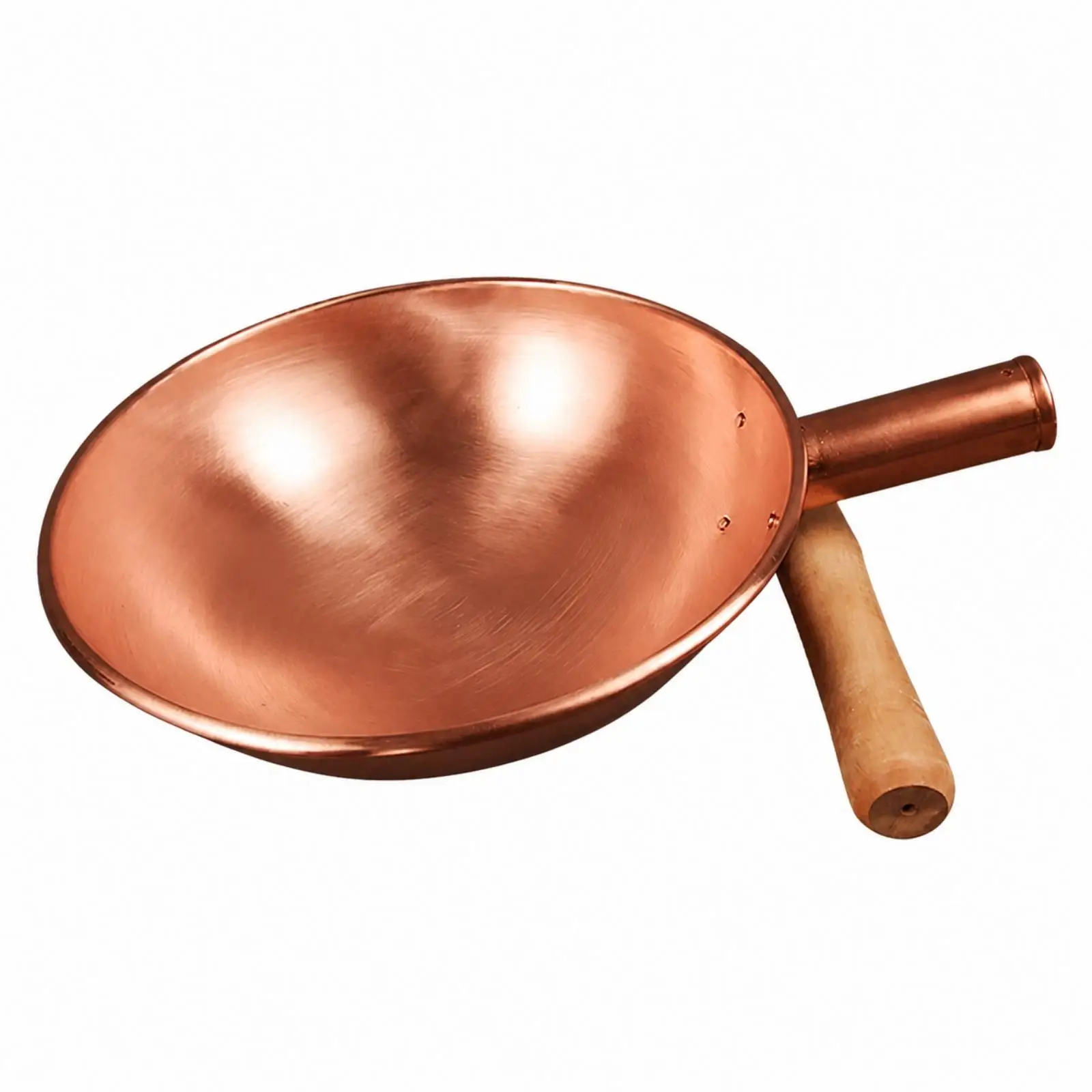 Copper Wok with Lid 32 Cm Copper Wok Even Heating Cookware for Home Cooks, Stovetop Cooking, Family-Style Meal Cooking, Kitchen