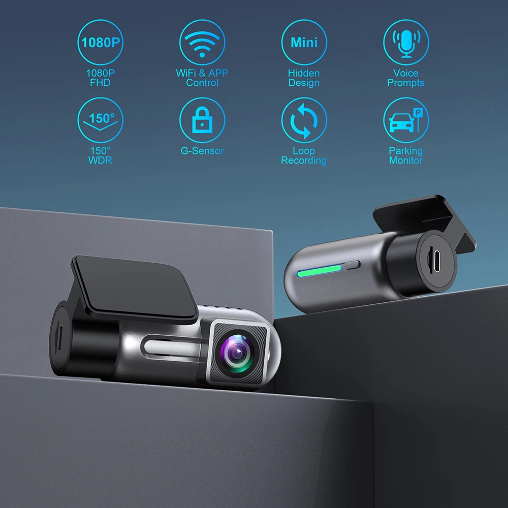 Dashcam Dash Cam Car Camera DVR Video Recorder WiFi App Connect Optional Monitoring After Parking Super Capacitor Voice Prompts