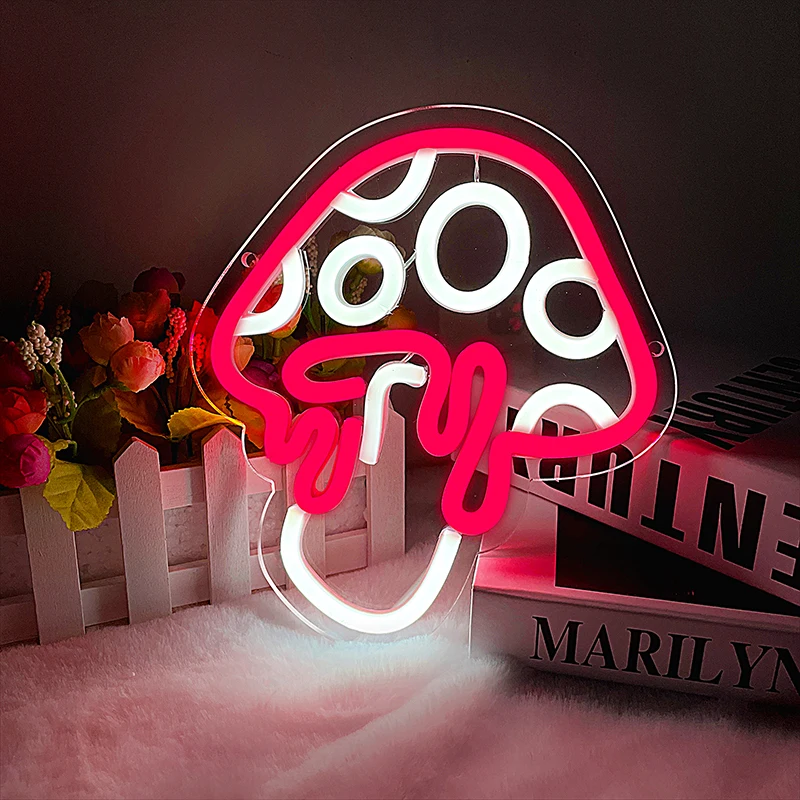 Mushroom Neon Sign Led Mushroom Neon Light  3d Wall Art Mushroom Night Neon Signs For Wall Decor Game Room Bedroom Decor