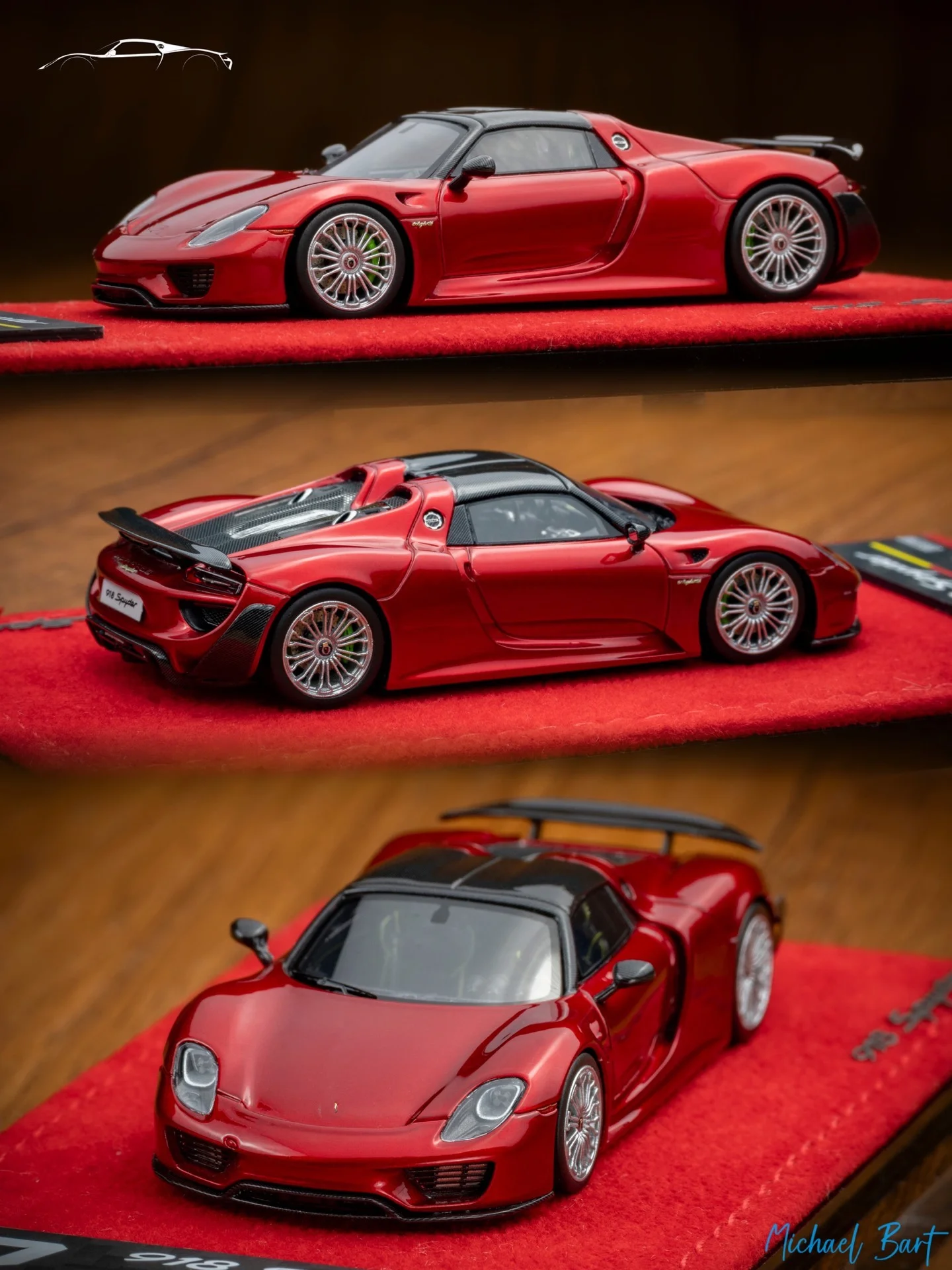 DMH 1:64,918 Spyder Hardtop Metal Red Limited Edition resin car model toy Children's gift display